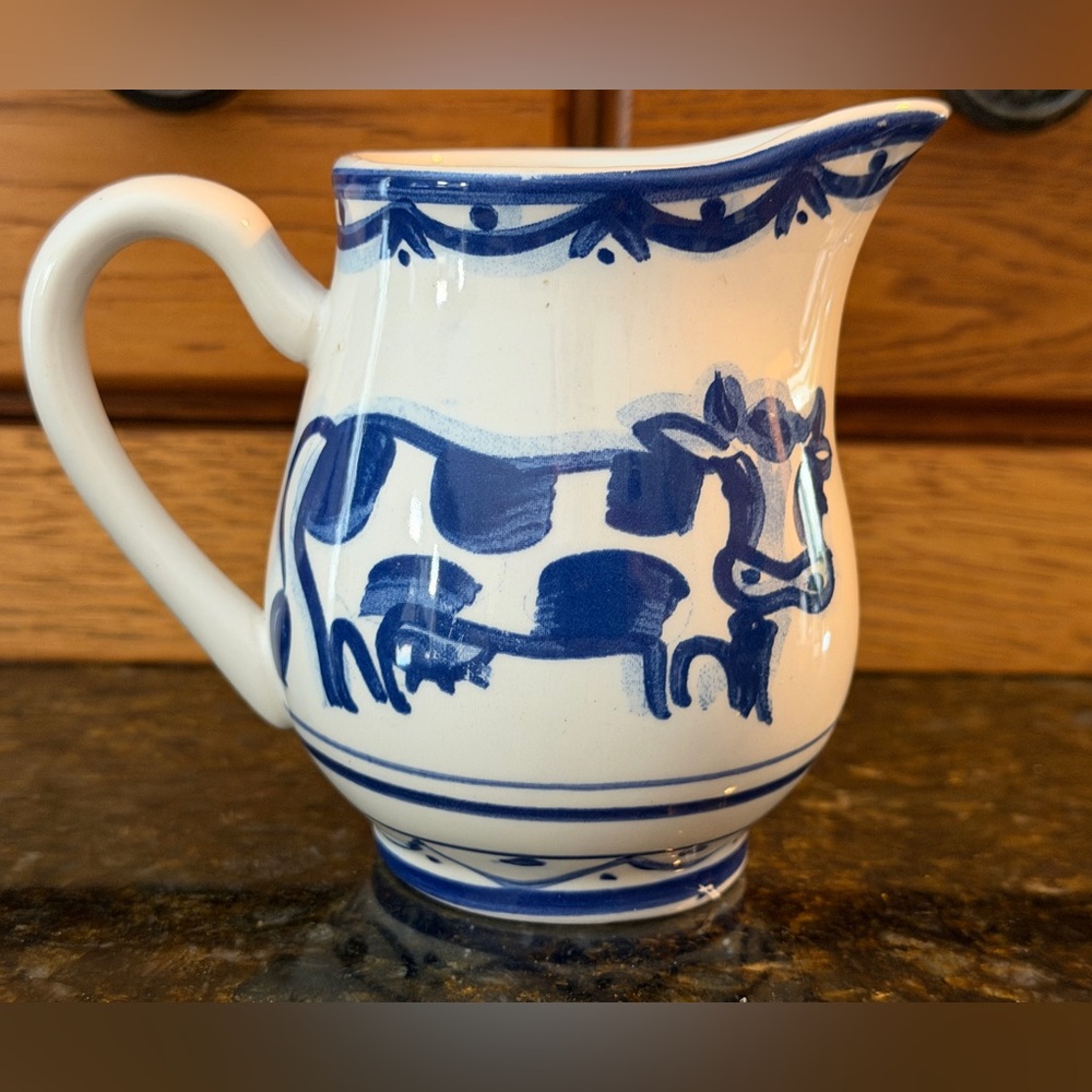 Delft Blond Amsterdam Creamer Blue and White Cow Mini Pitcher New